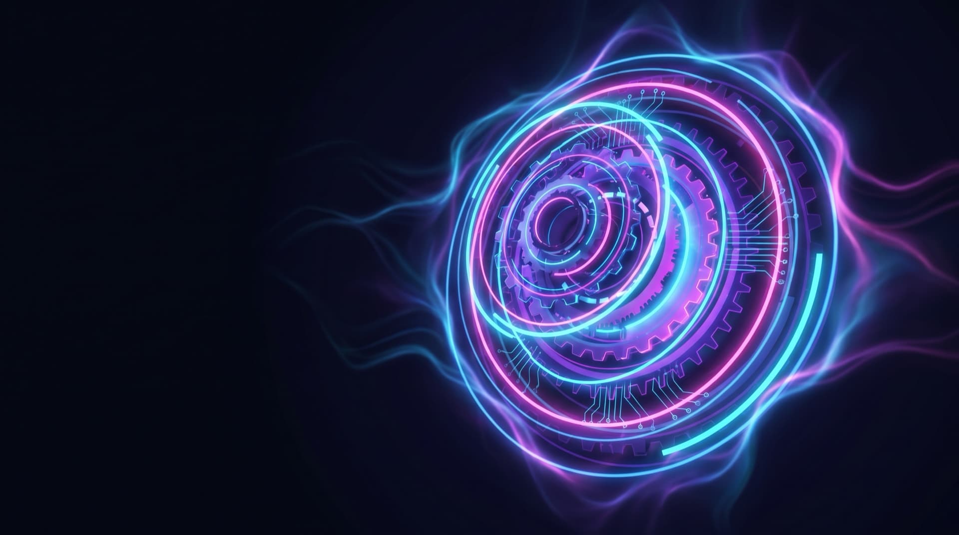 The Visibility Engine, a glowing neon engine core radiating energy