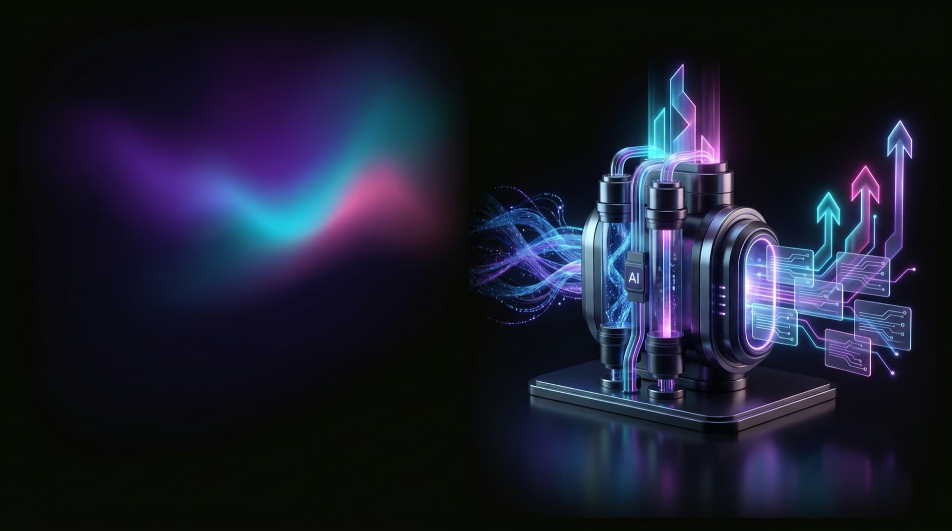The Visibility Engine, a glowing AI machine turning data into citations and visibility