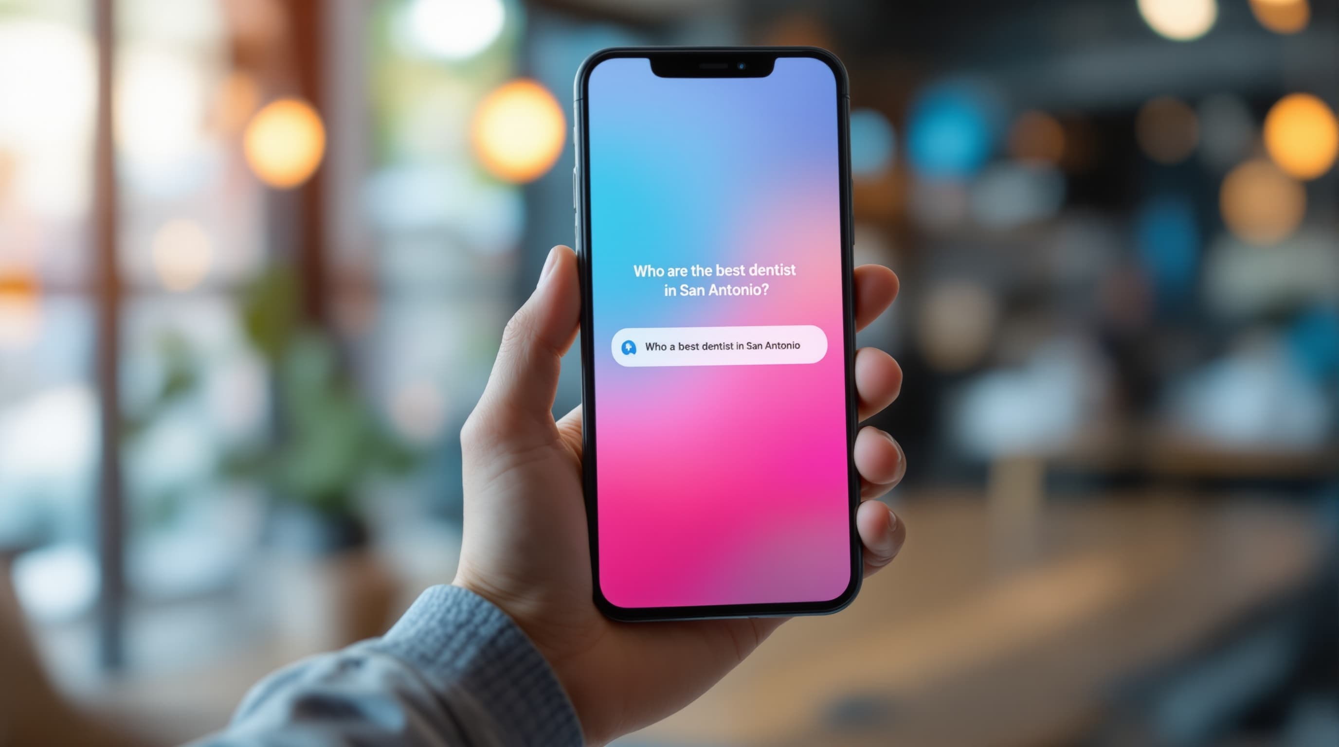 A patient asking an AI assistant for the best local dentist