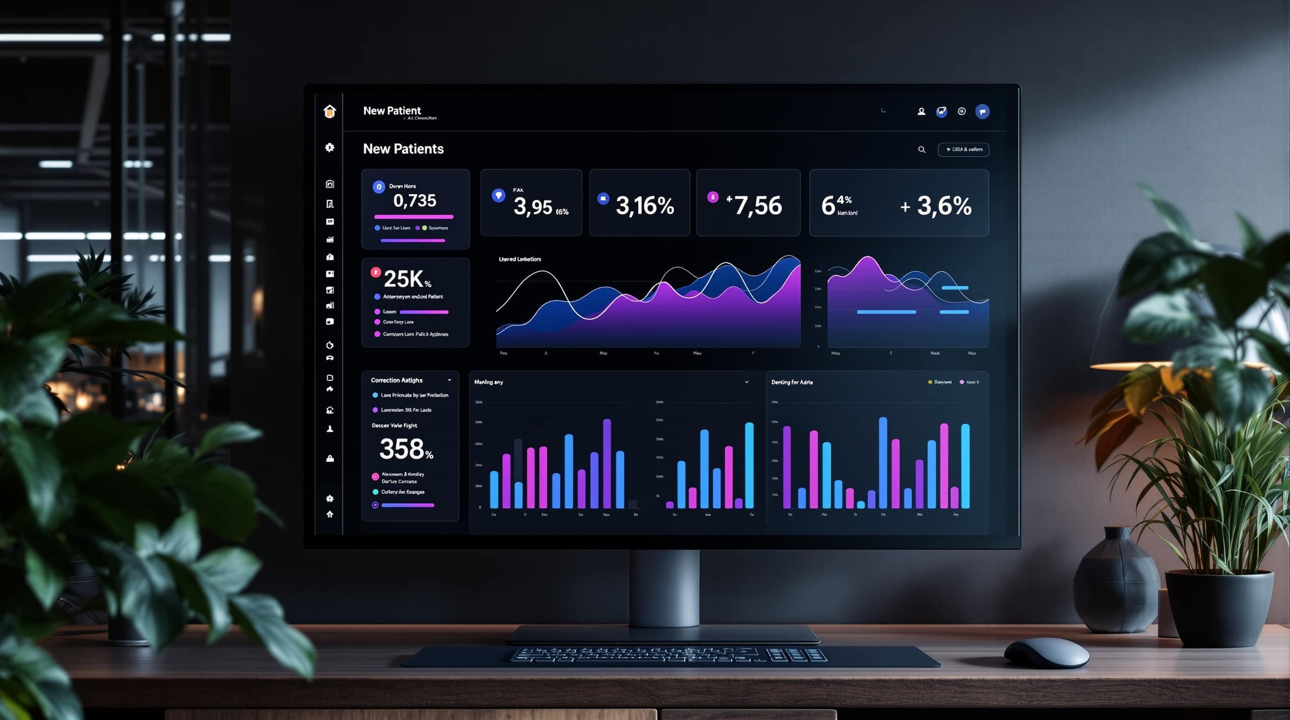 A marketing analytics dashboard showing new-patient growth for a dental practice