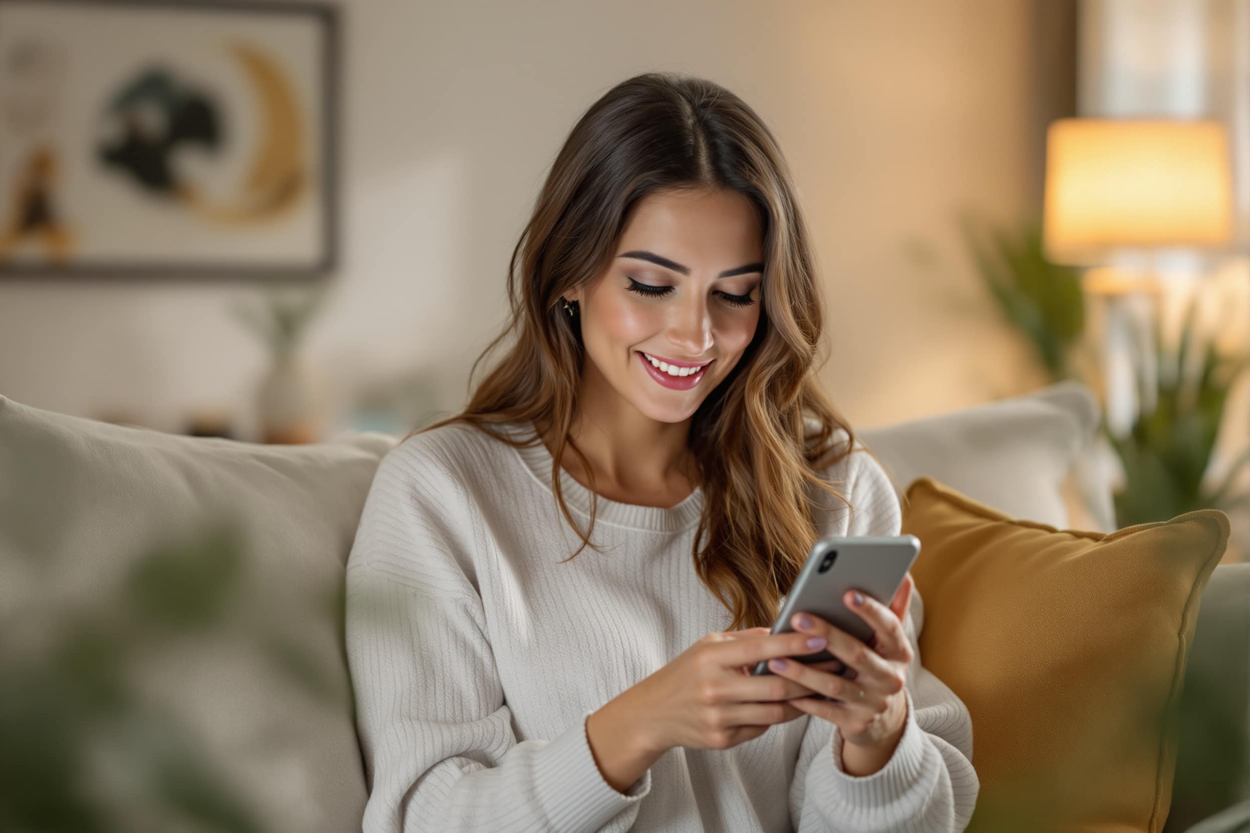 A woman asking an AI assistant for the best local med spa