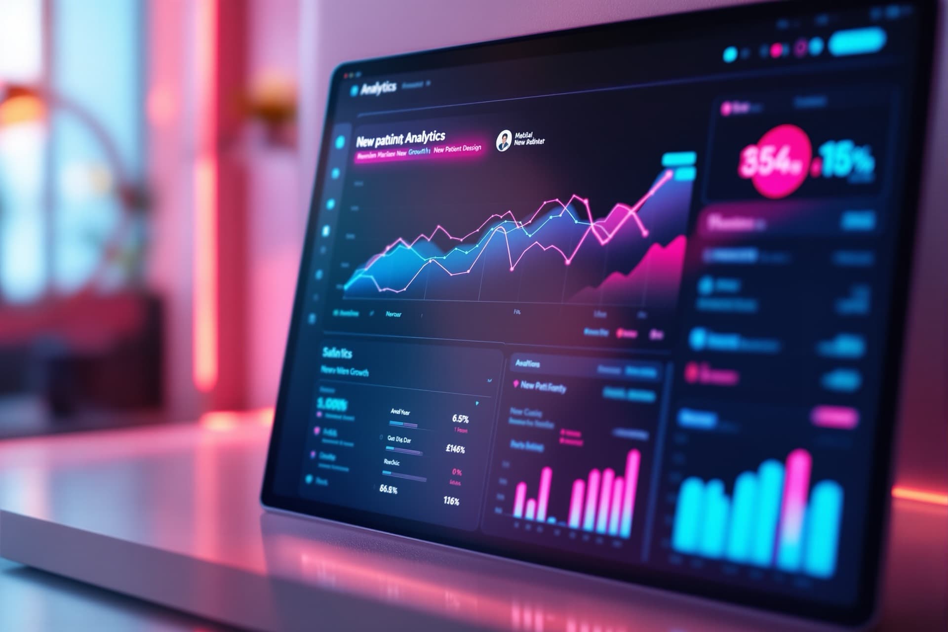 A marketing analytics dashboard showing new-patient growth for a med spa
