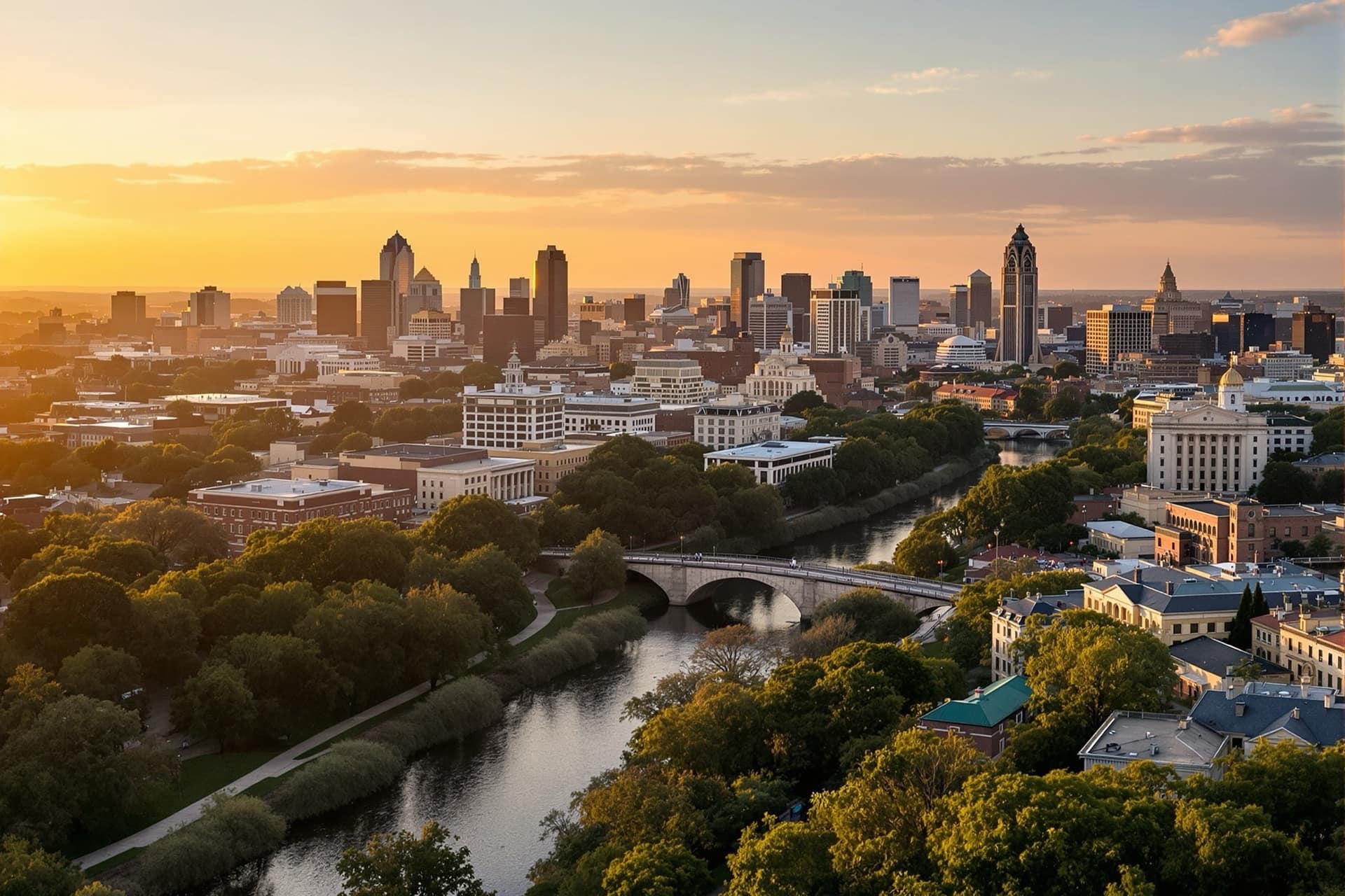 The downtown San Antonio, Texas skyline from above