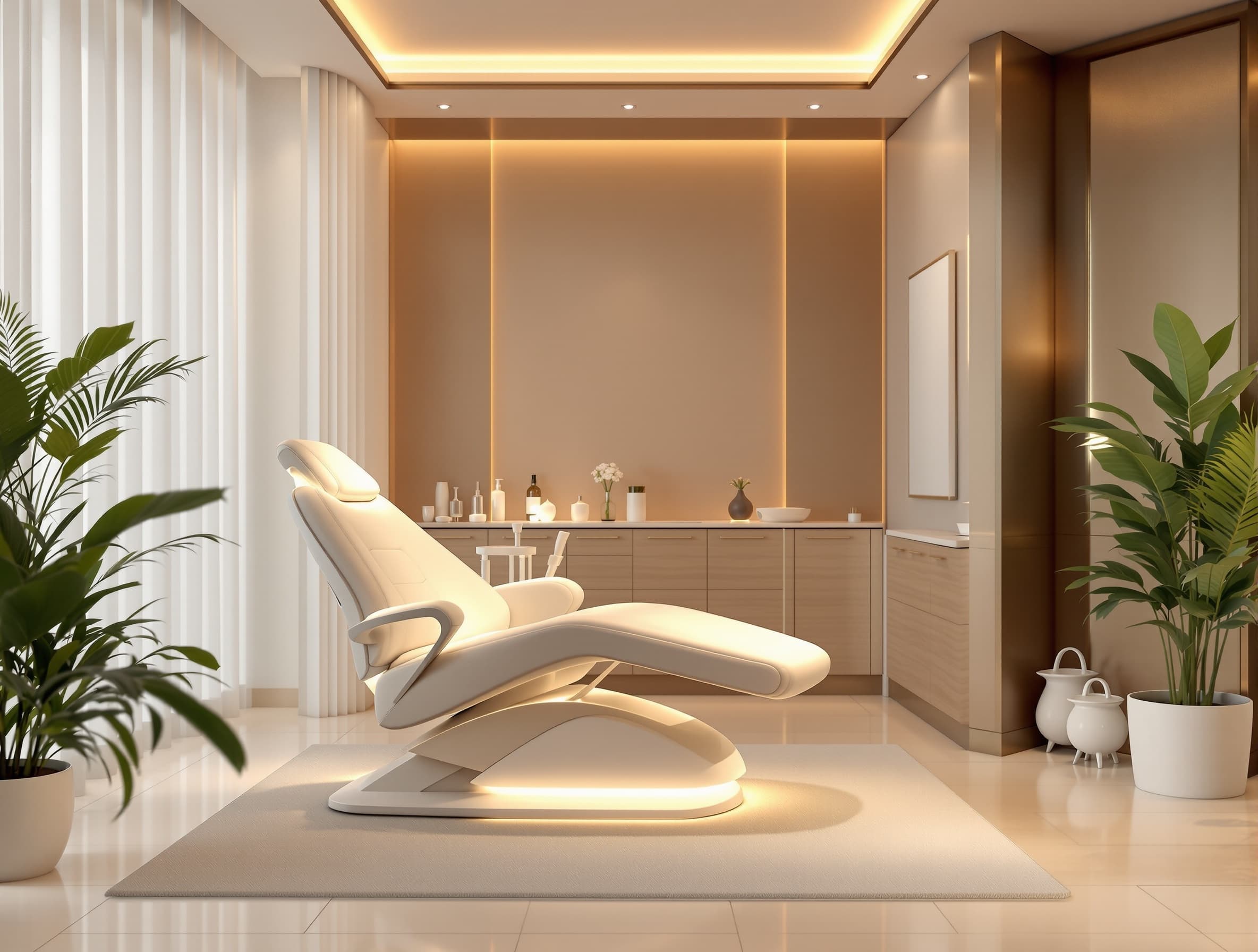 A serene, modern med spa treatment room