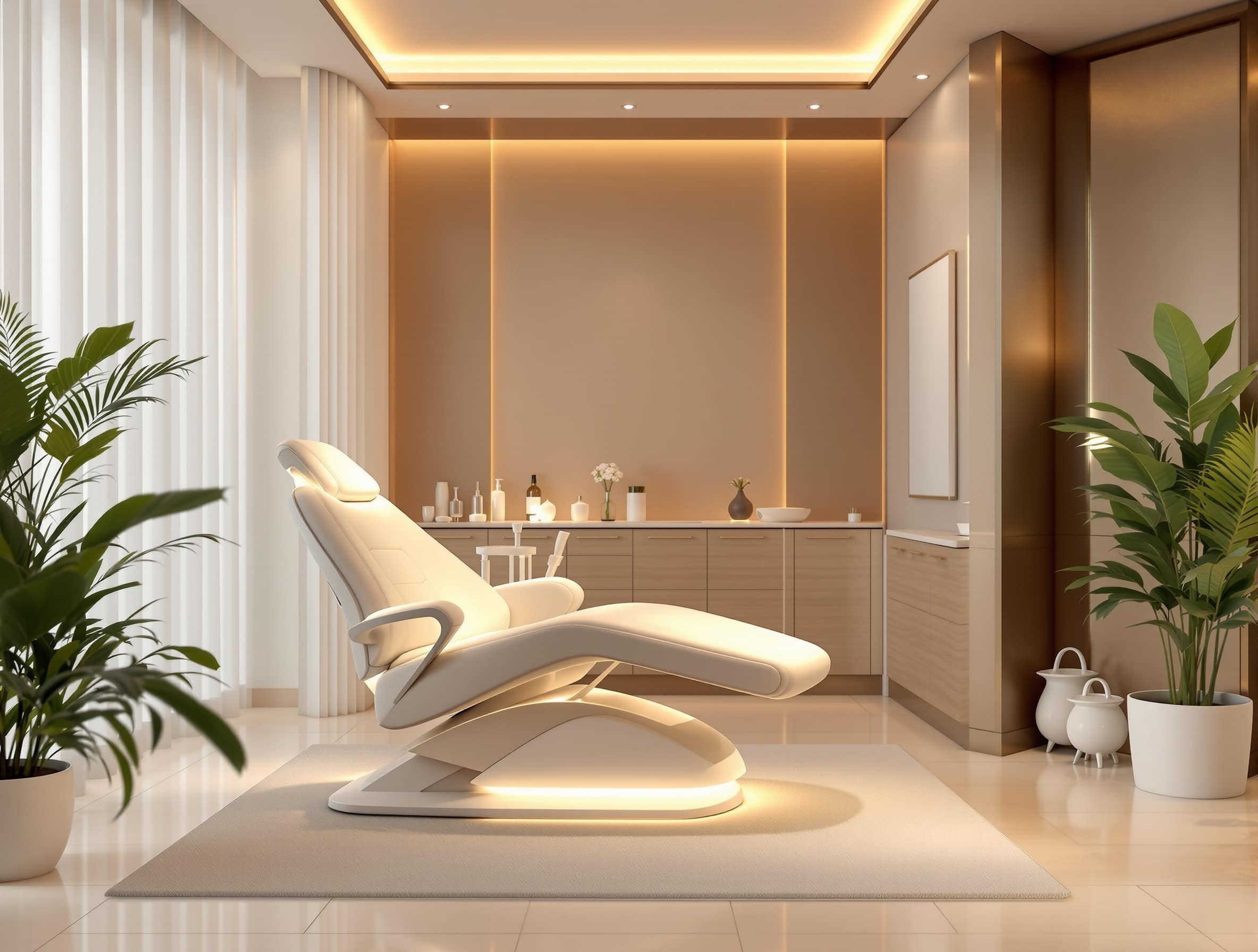 A serene, modern med spa treatment room