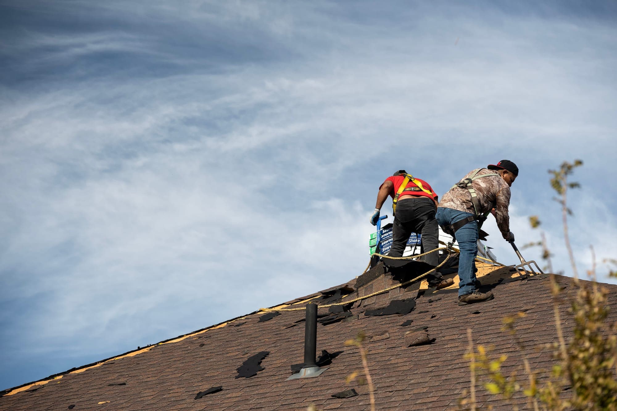 A home being re-roofed after a Texas hail storm
